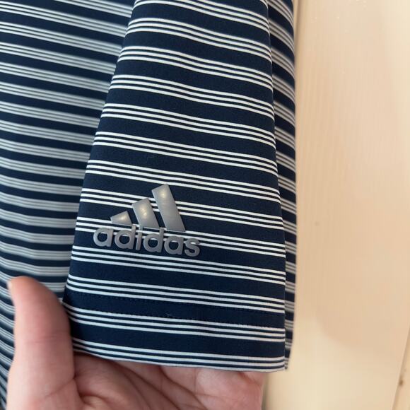 Adidas Golf Men’s Striped Polo Shirt Size 2XL Performance Activewear Blue White - Picture 8 of 10